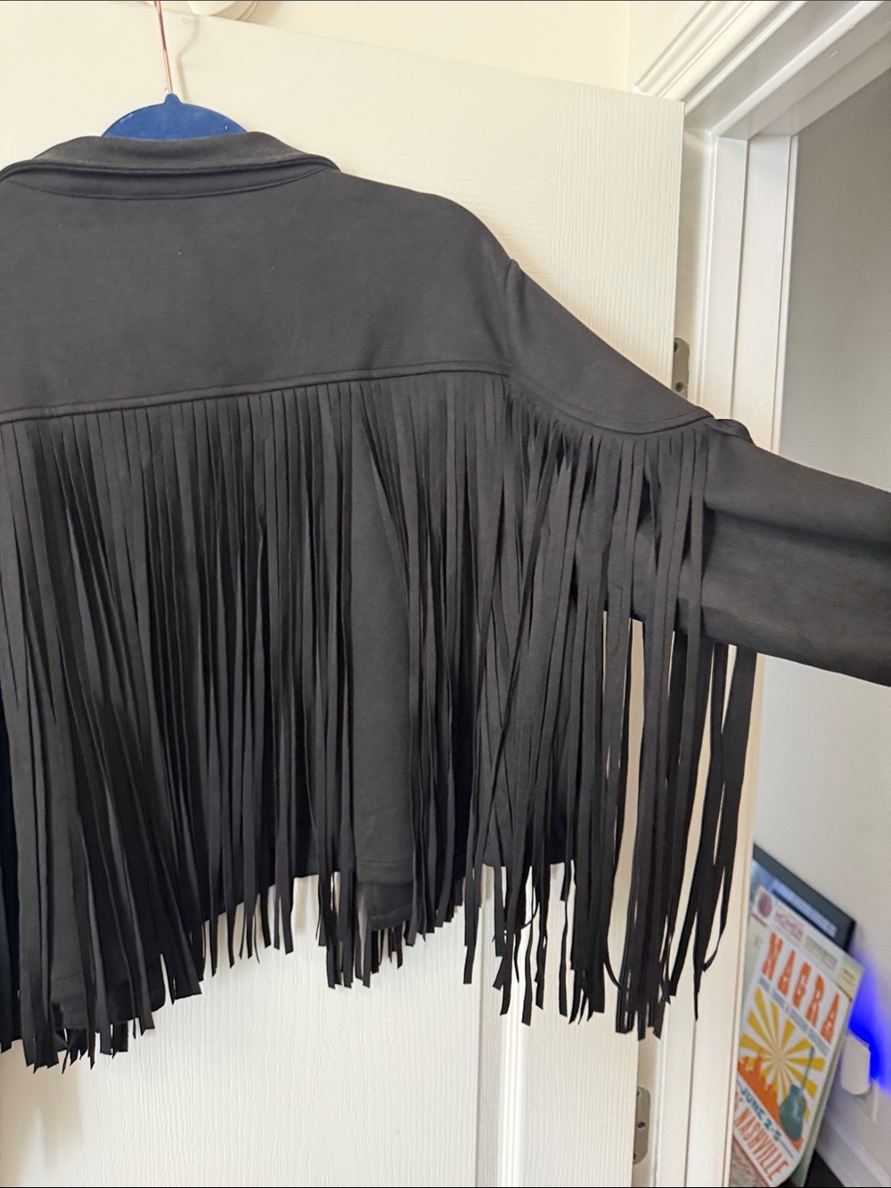 PrettyGarden Black Fringe Leather-Style Jacket - Picture 8 of 8